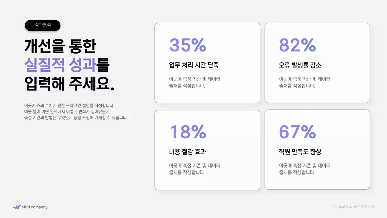 보라색 깔끔 업무 프로세스 전략 안내