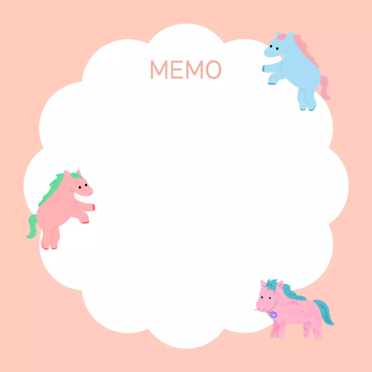 분홍색 아기자기한 말 메모지