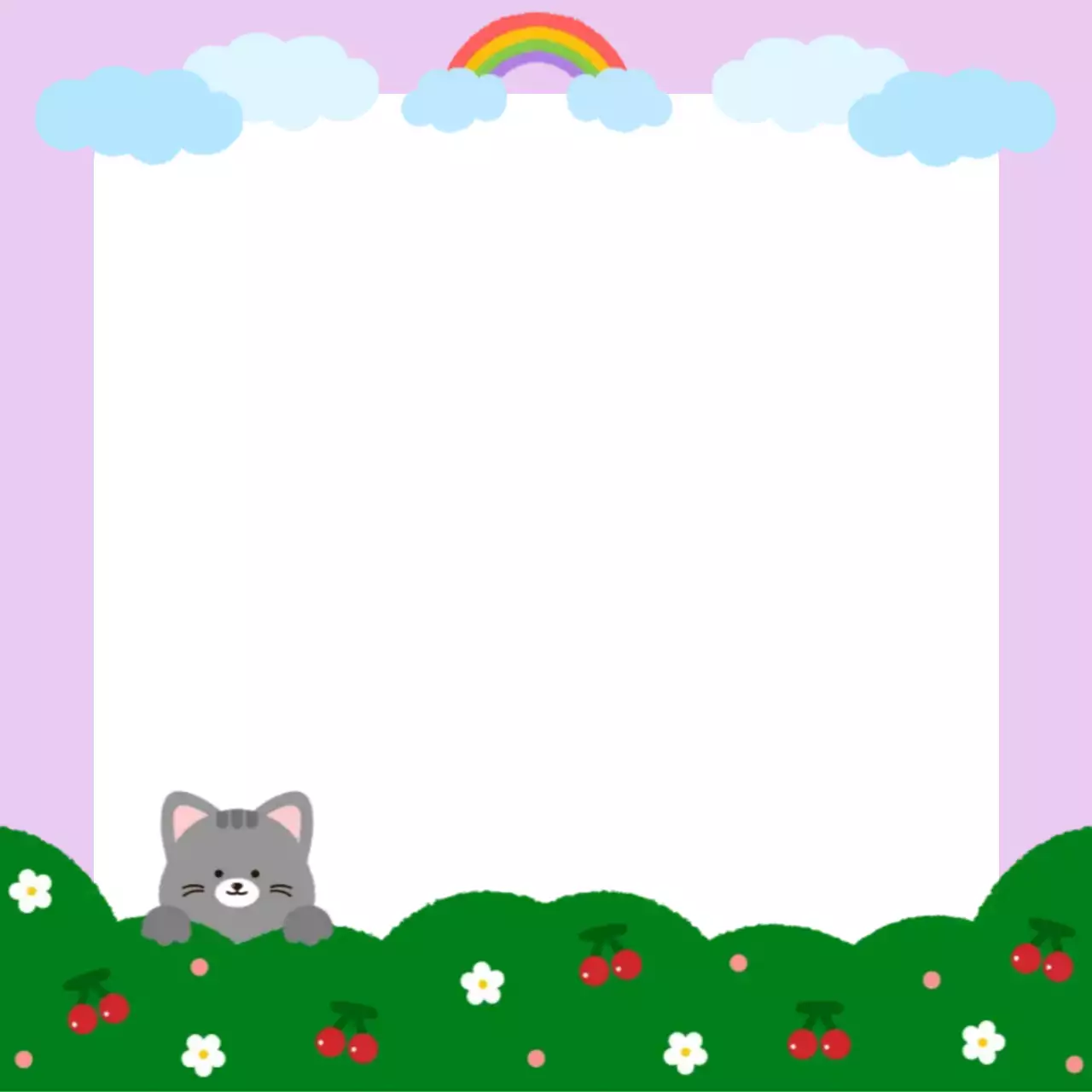 보라색 고양이 봄 프레임