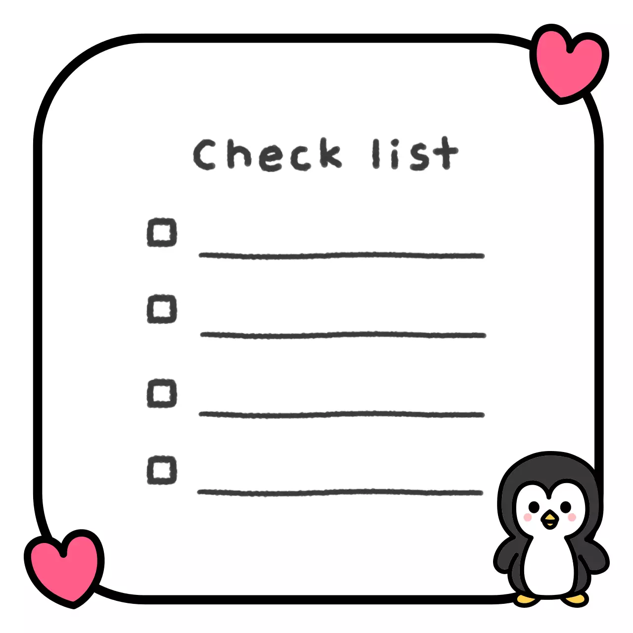 핑크 아기자기한 체크리스트 메모지