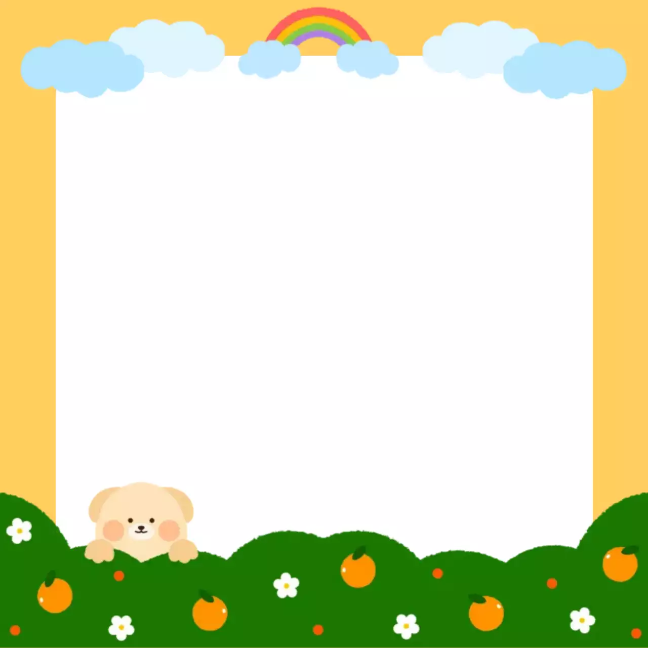 주황색 강아지 봄 프레임
