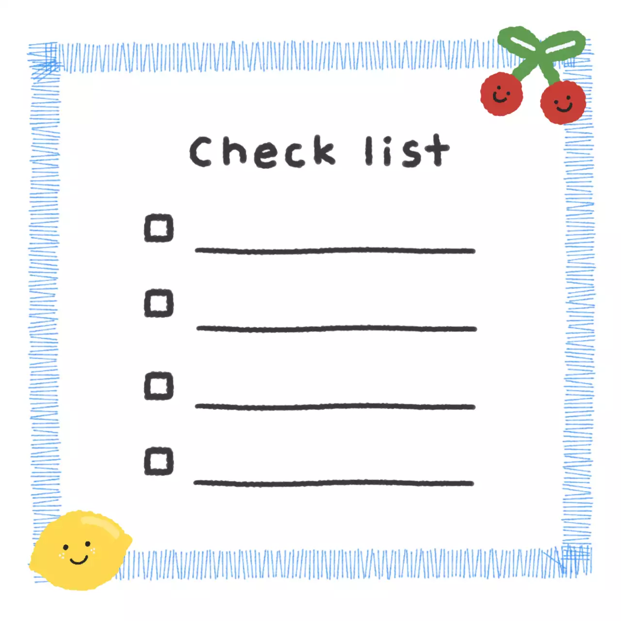 하늘색 아기자기한 체크리스트 메모지