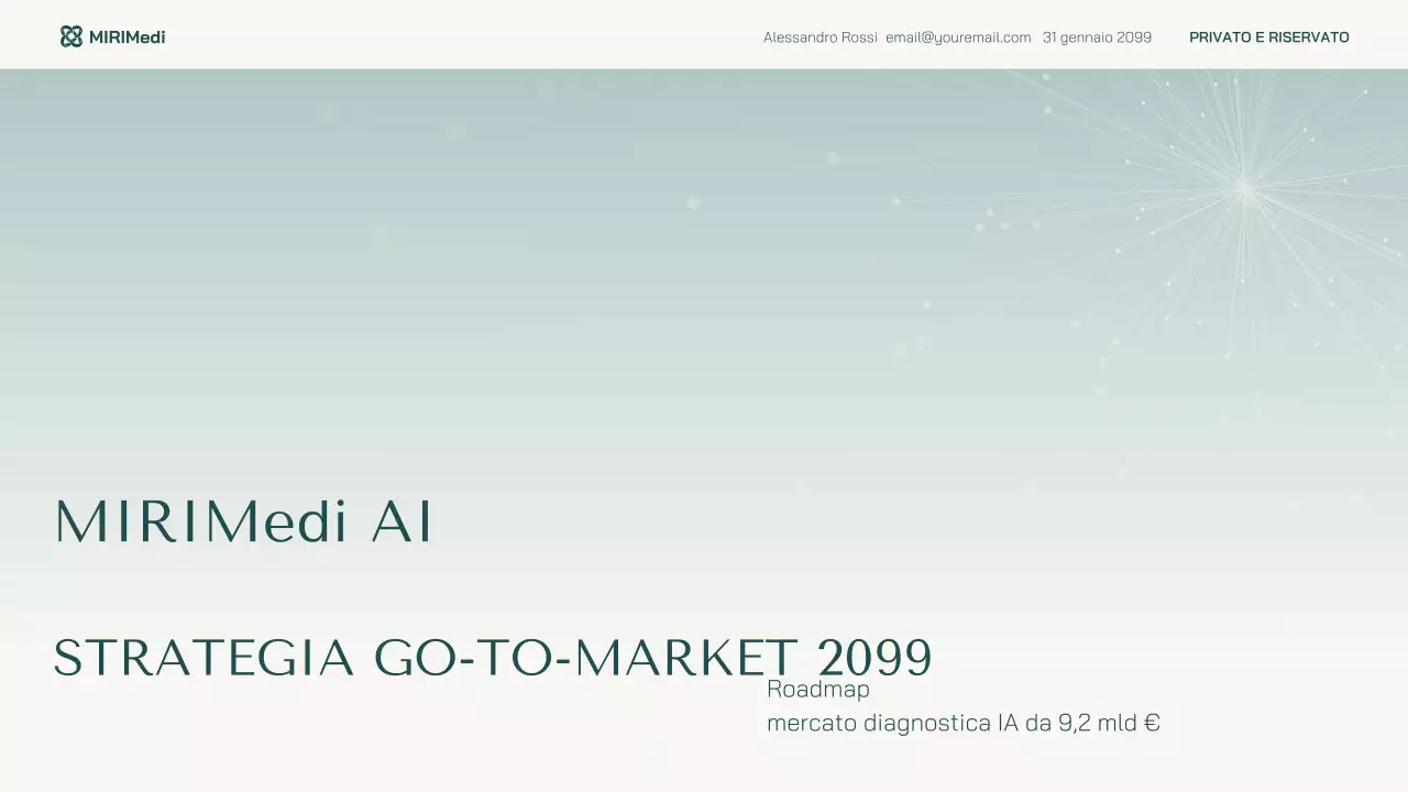 Presentazione aziendale sull'intelligenza artificiale moderna in verde acqua