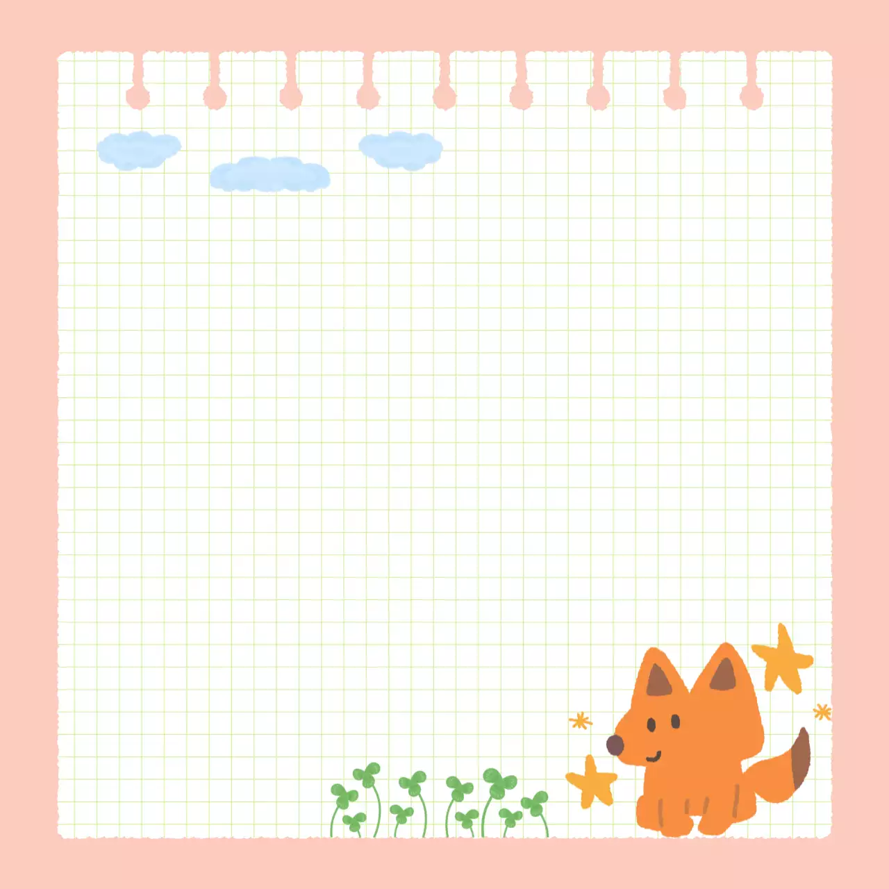 분홍색 아기자기한 여우 메모지