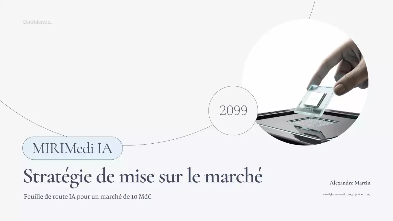 Présentation commerciale moderne sur l'IA bleue