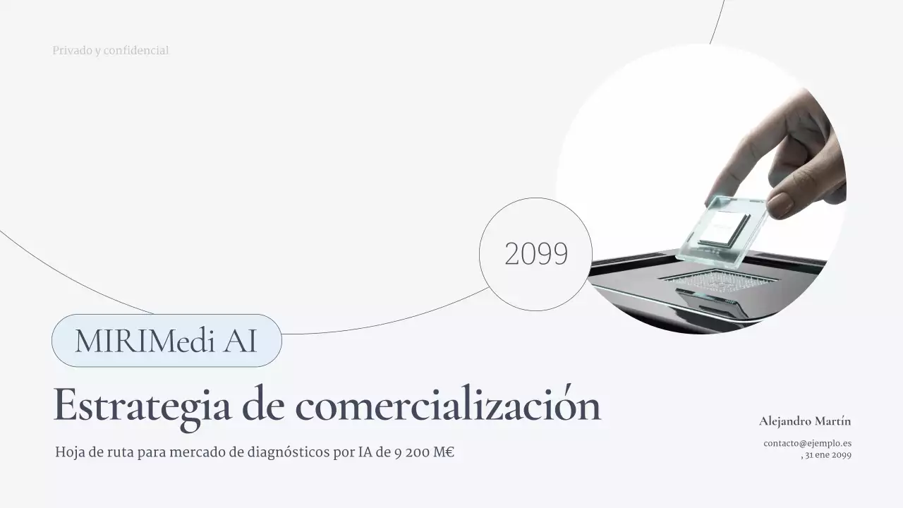 Presentación empresarial de IA moderna y azul