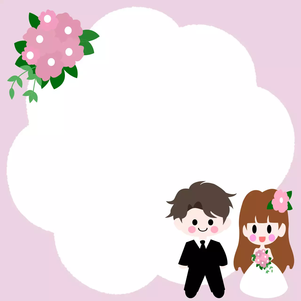 핑크색 귀여운 결혼식 포토프레임 기록지