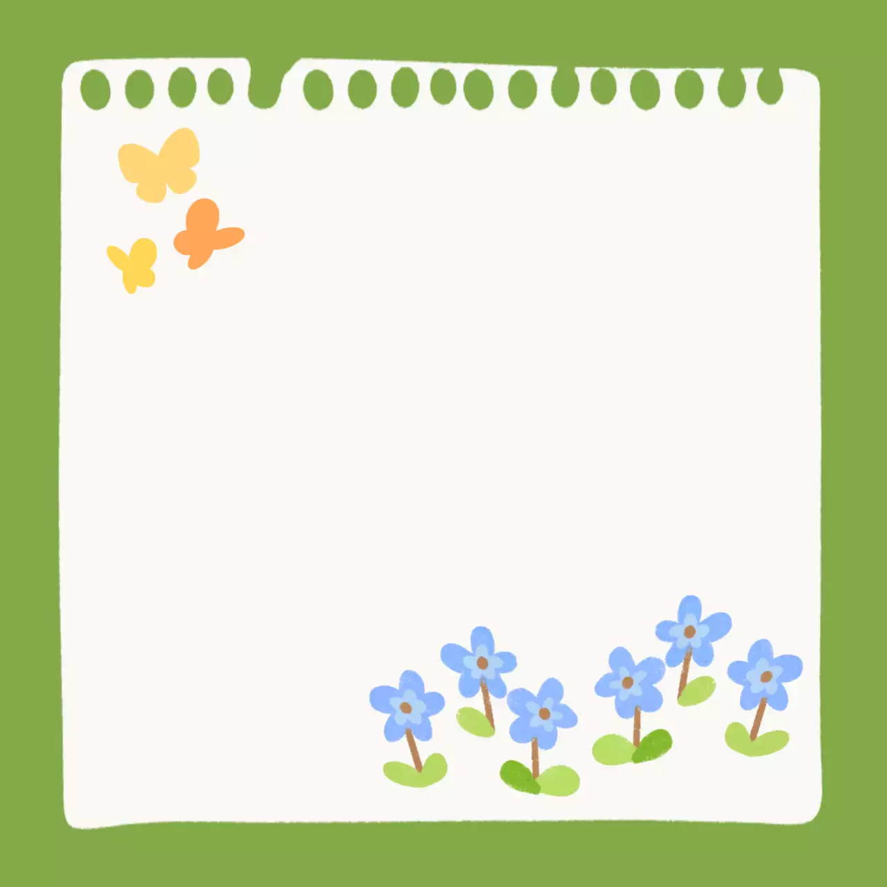 녹색 아기자기한 꽃 프레임