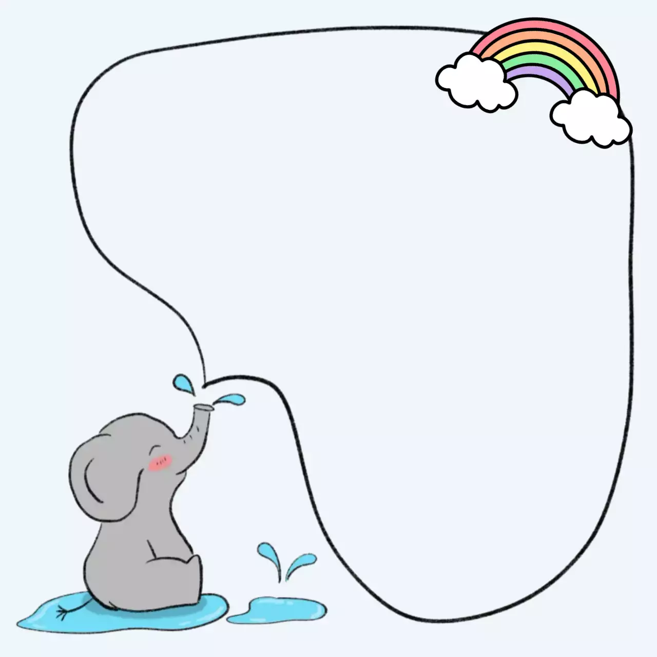 하늘색 아기자기한 코끼리 캐릭터 프레임