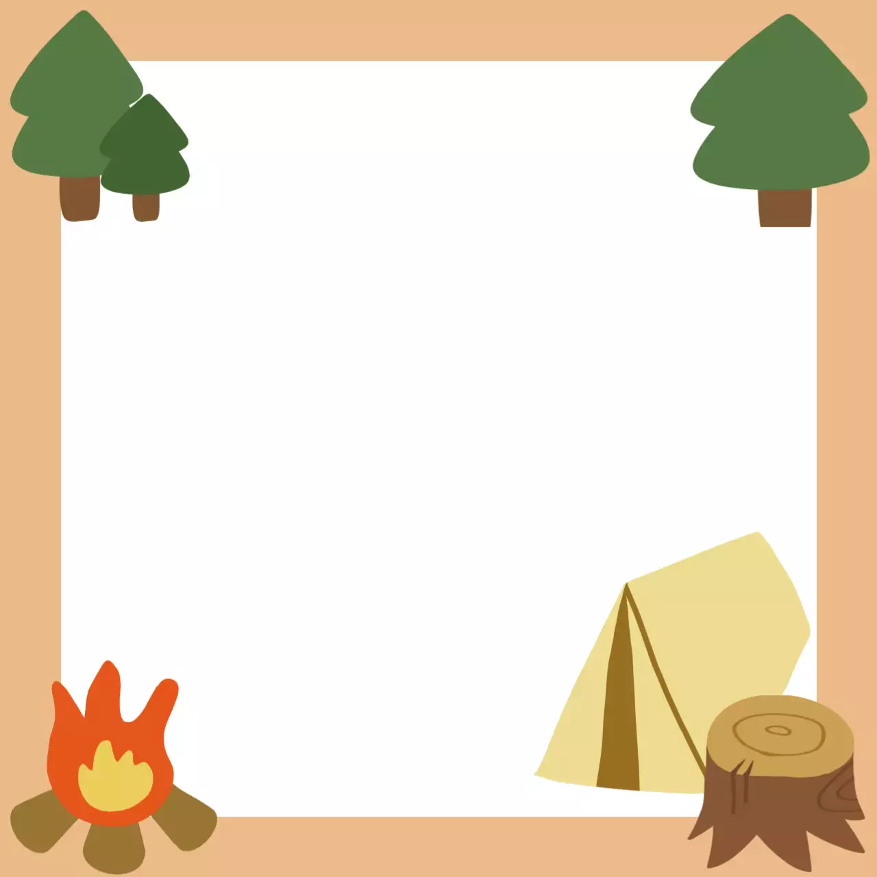 주황색 귀여운 캠핑 일러스트 기록지