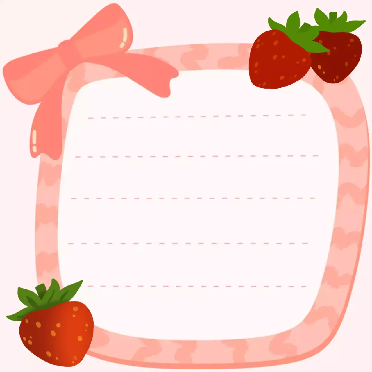 핑크색 귀여운 딸기 일러스트 기록지