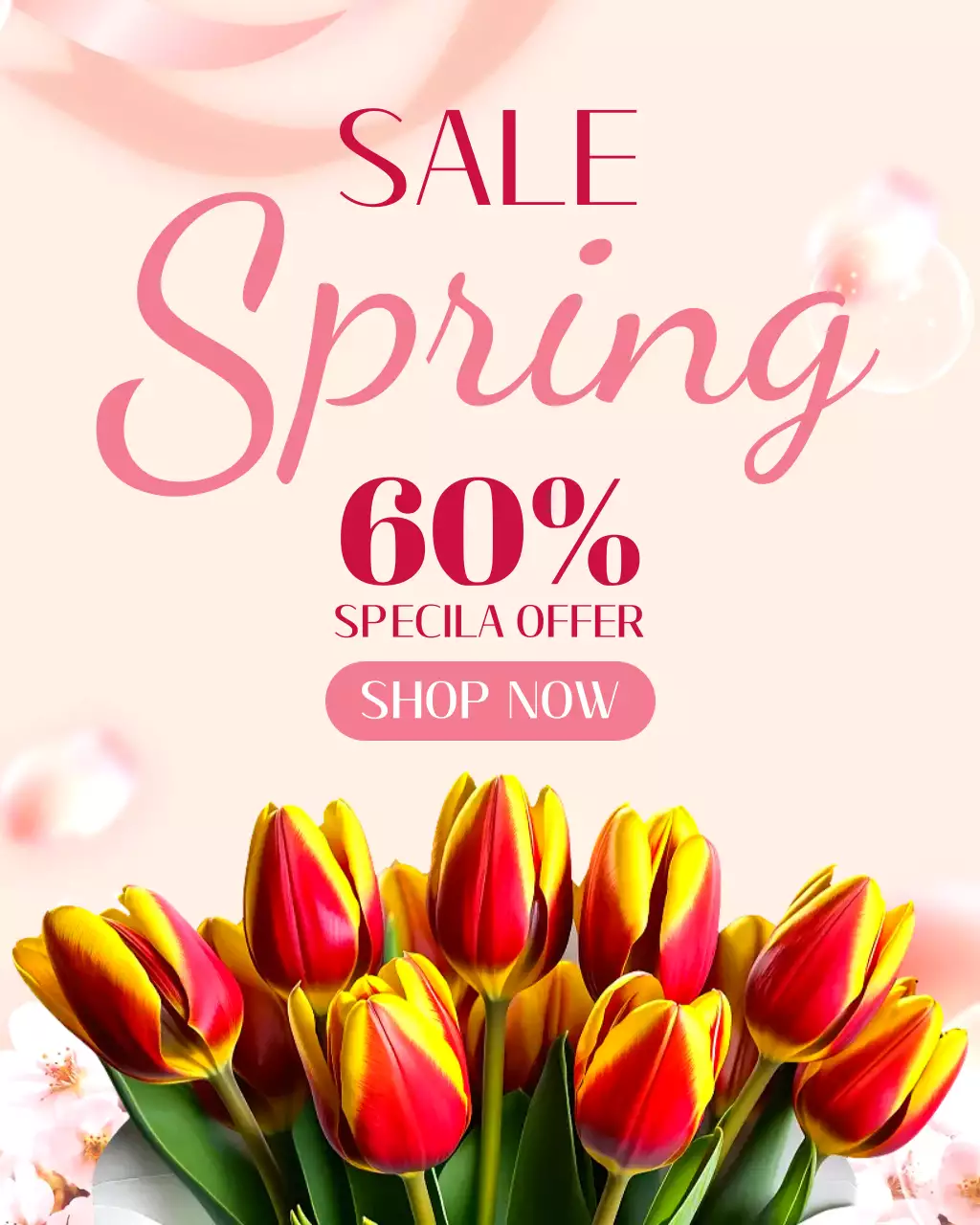 노란색 깔끔 봄 세일 홍보