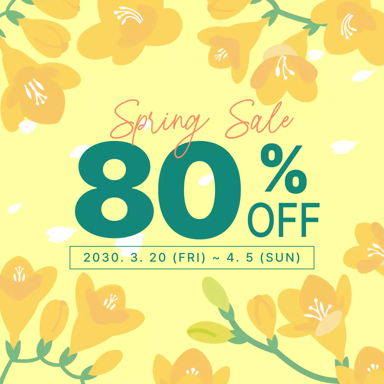 노랑 심플 봄 세일 할인