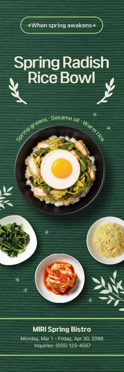 Green Simple Spring Bibimbap Menu