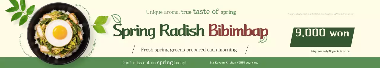 Green Simple Spring Bibimbap Menu