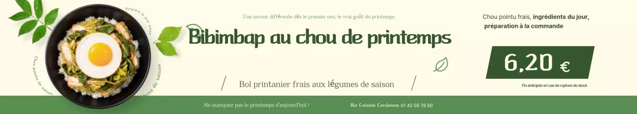 Menu Bibimbap printanier simple et vert