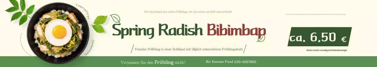 Grünes einfaches Frühlings-Bibimbap-Menü