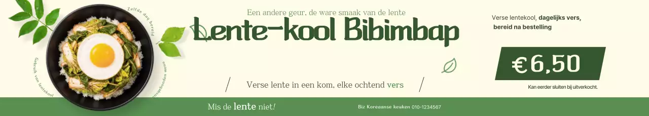 Groen, eenvoudig lentemenu met bibimbap