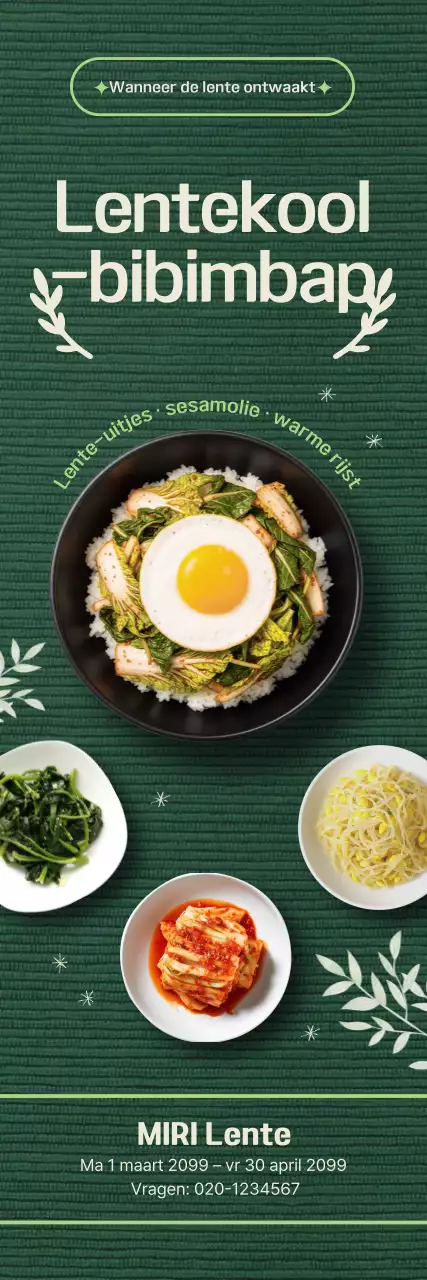Groen, eenvoudig lentemenu met bibimbap