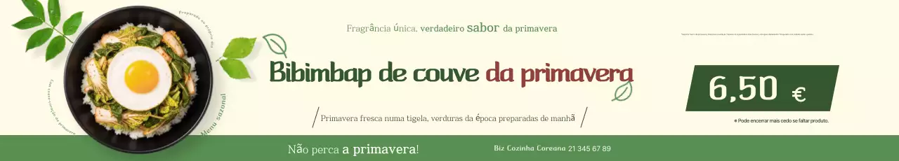 Menu de Bibimbap Verde Simples de Primavera