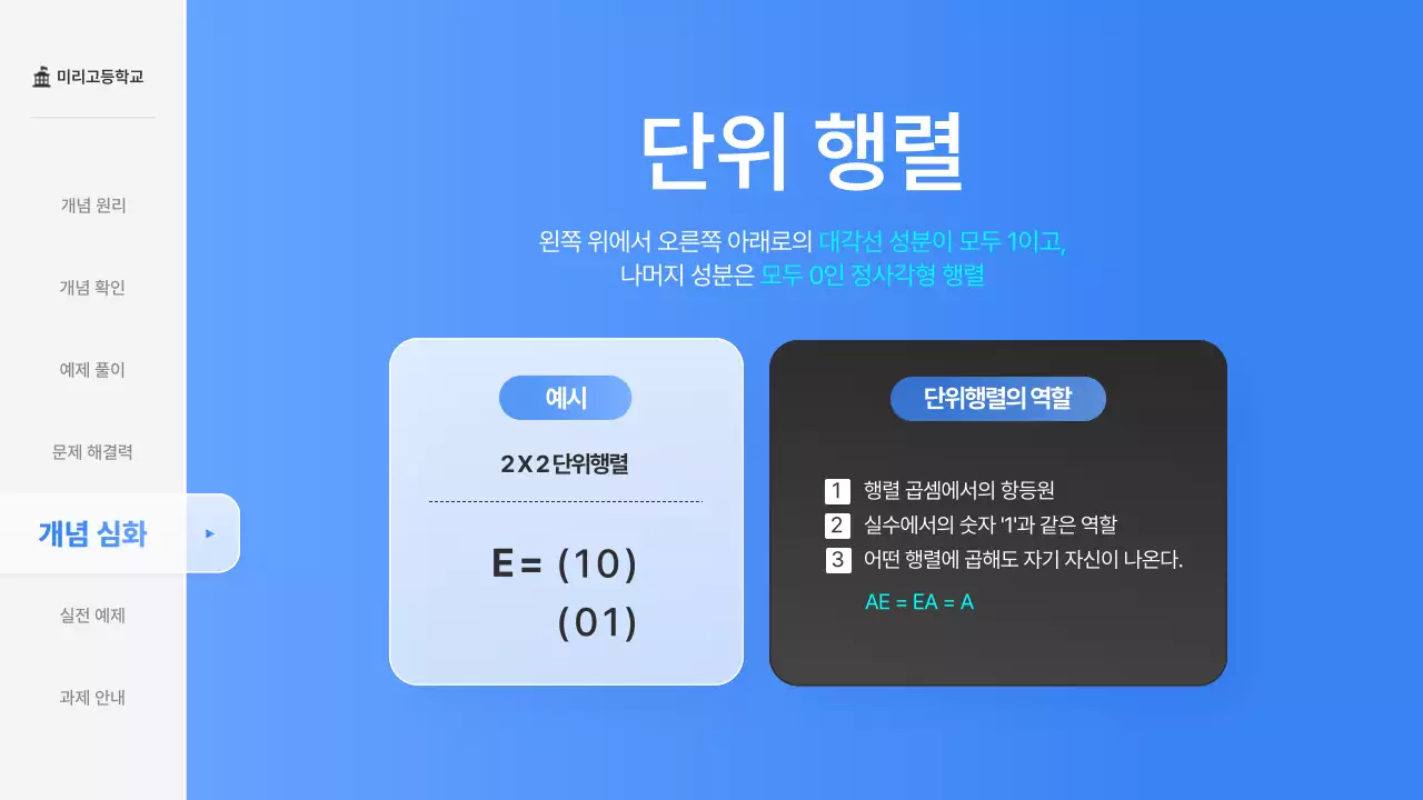 파랑의 심플한 고등학교 수학 행렬 교육 수업자료