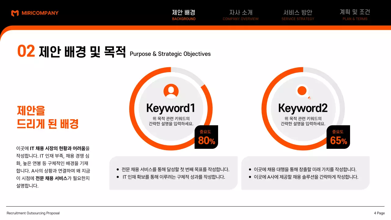 검정 모던 아웃소싱 제안서 기획