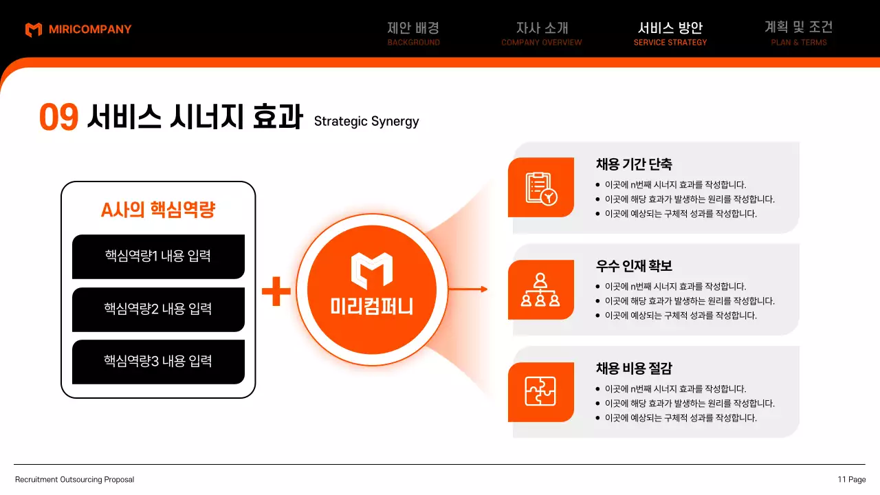 검정 모던 아웃소싱 제안서 기획