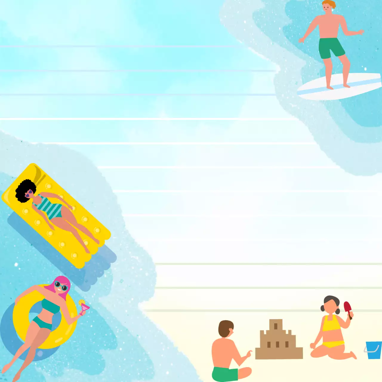 파랑 미니멀 해변 휴가 안내