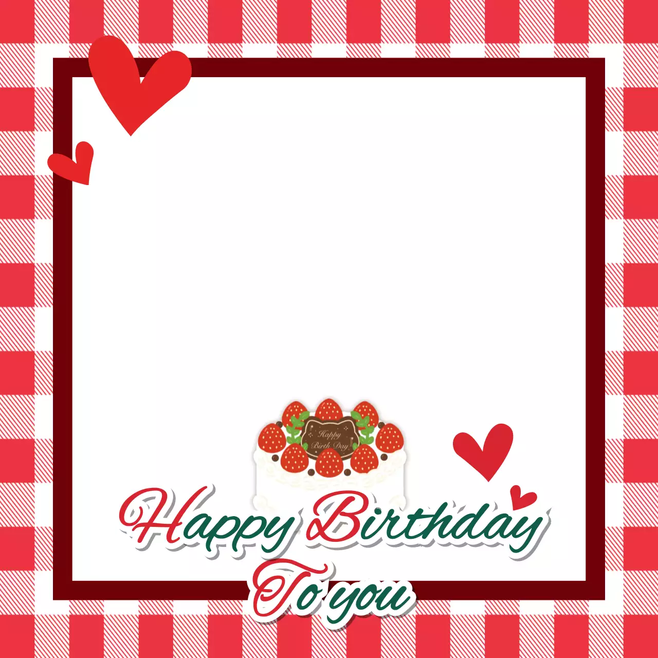 빨강 심플 생일 축하 프레임