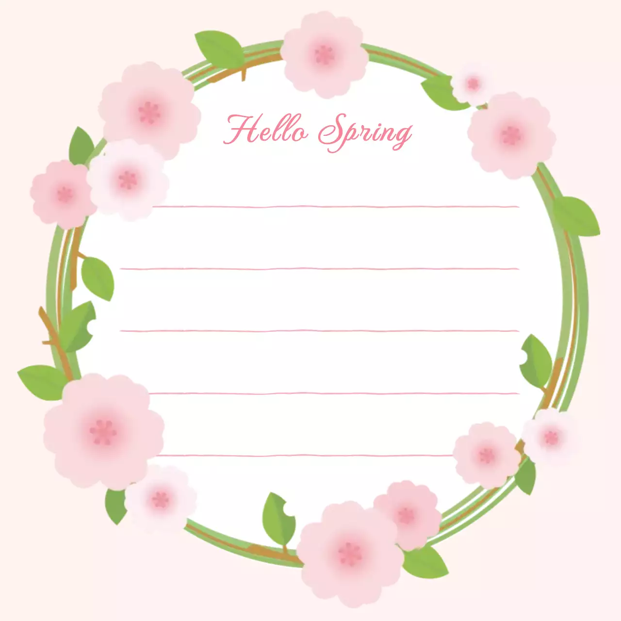 분홍색 아기자기한 봄 인사장