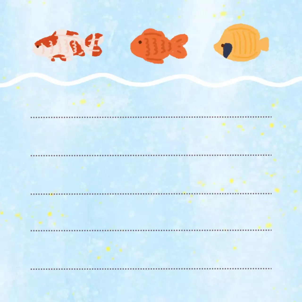 파랑 아기자기한 열대어 물고기 문구