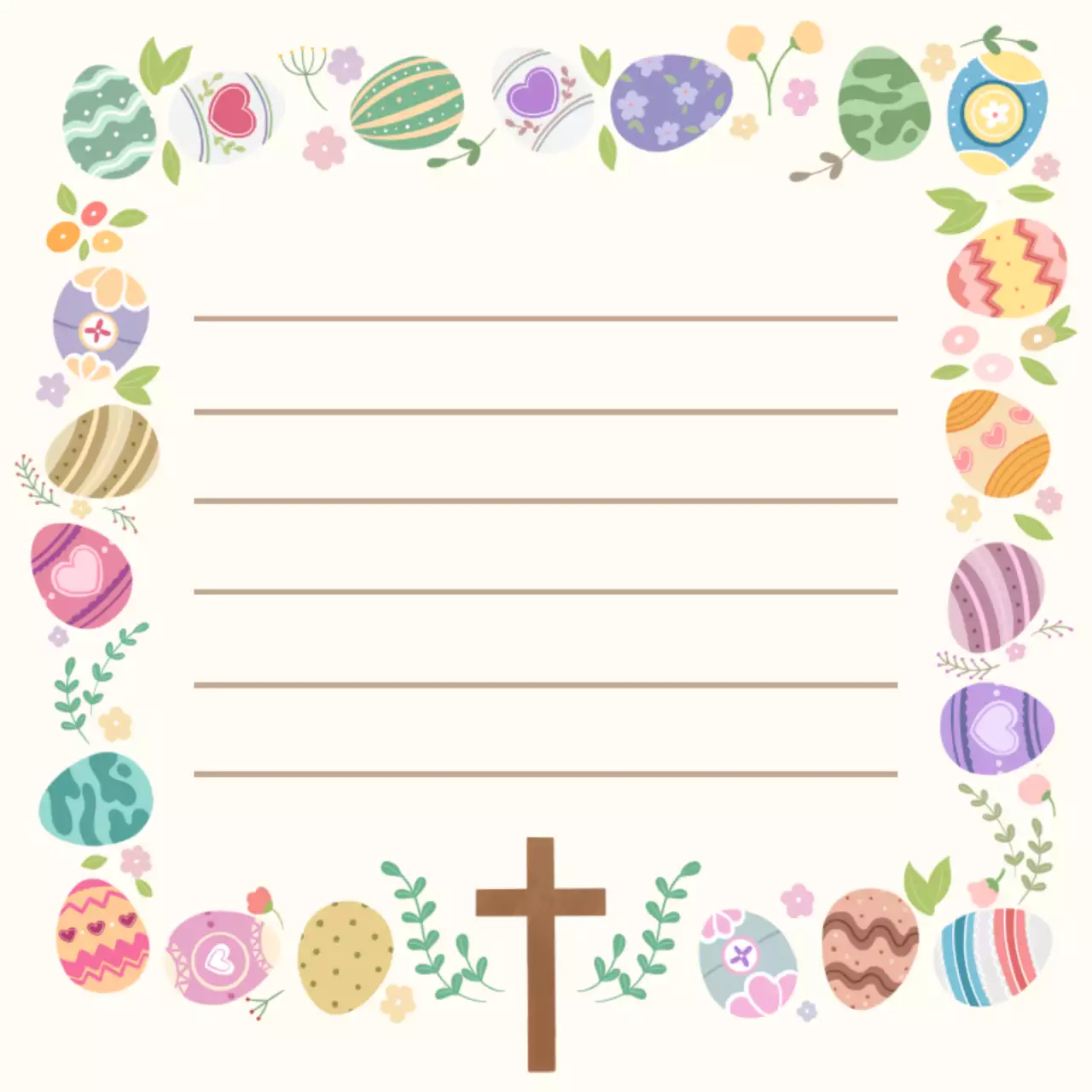 베이지 아기자기한 부활절 편지