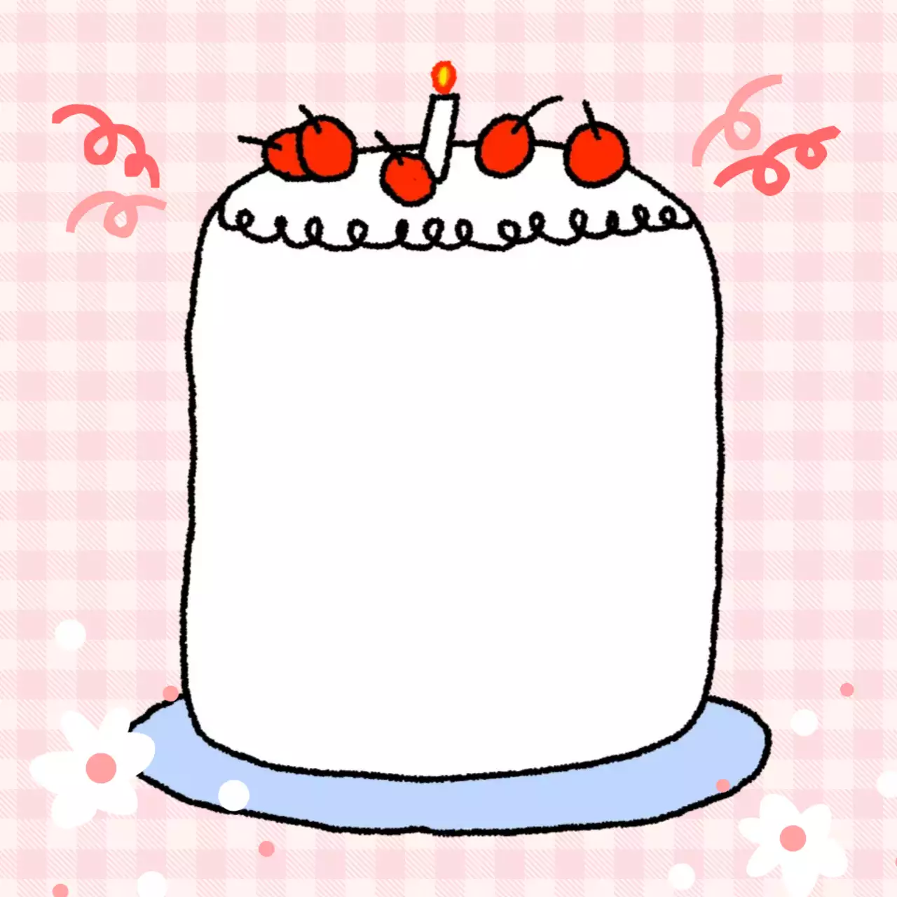 분홍색 아기자기한 생일케이크 축제 안내