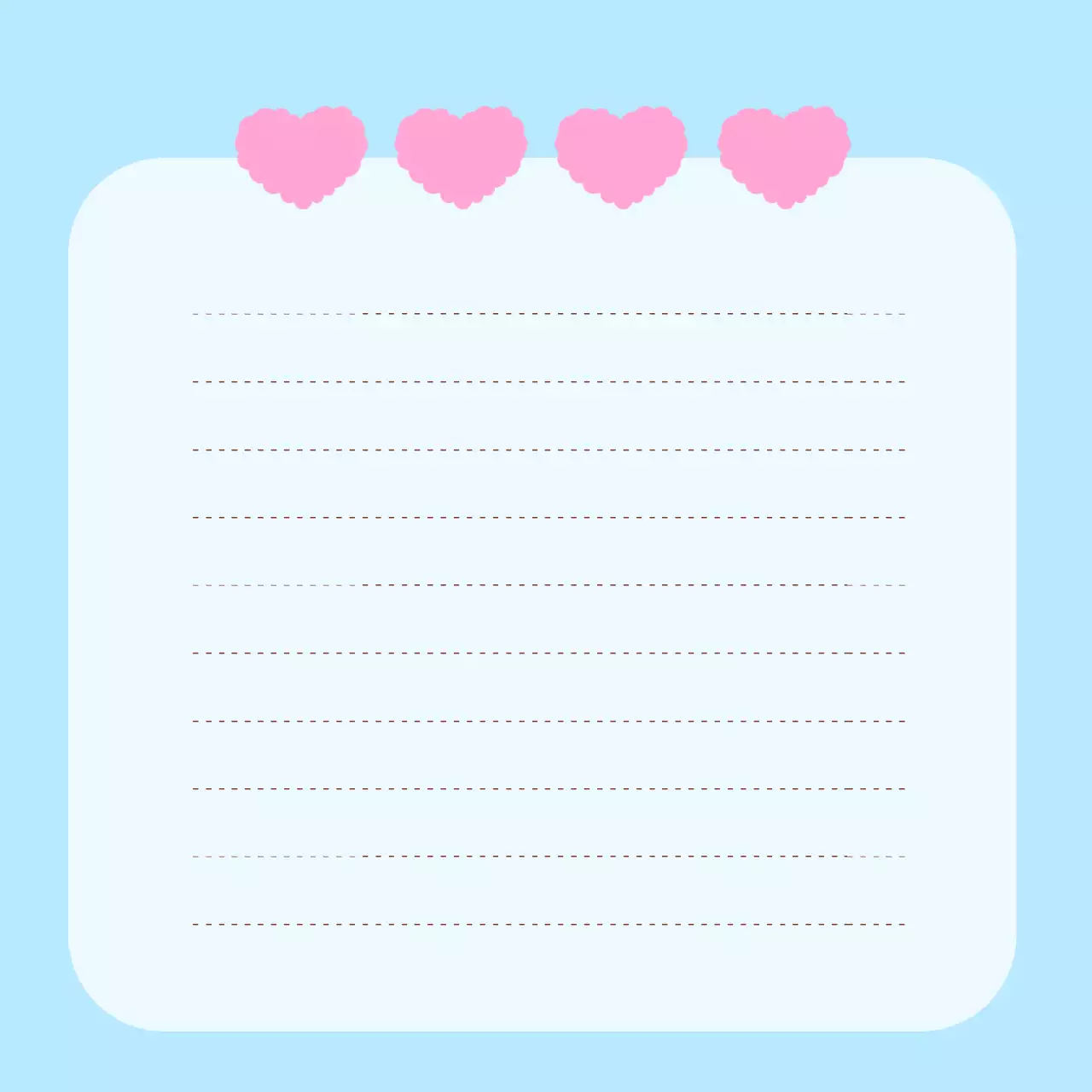 하늘색 아기자기한 하트 노트