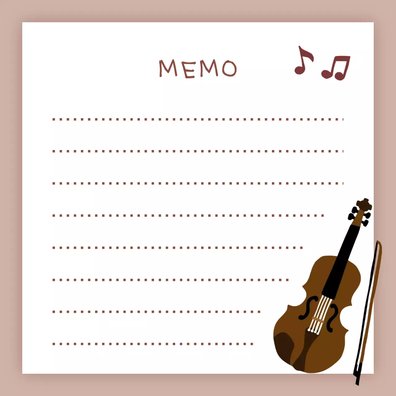 갈색 심플한 바이올린 음악 노트