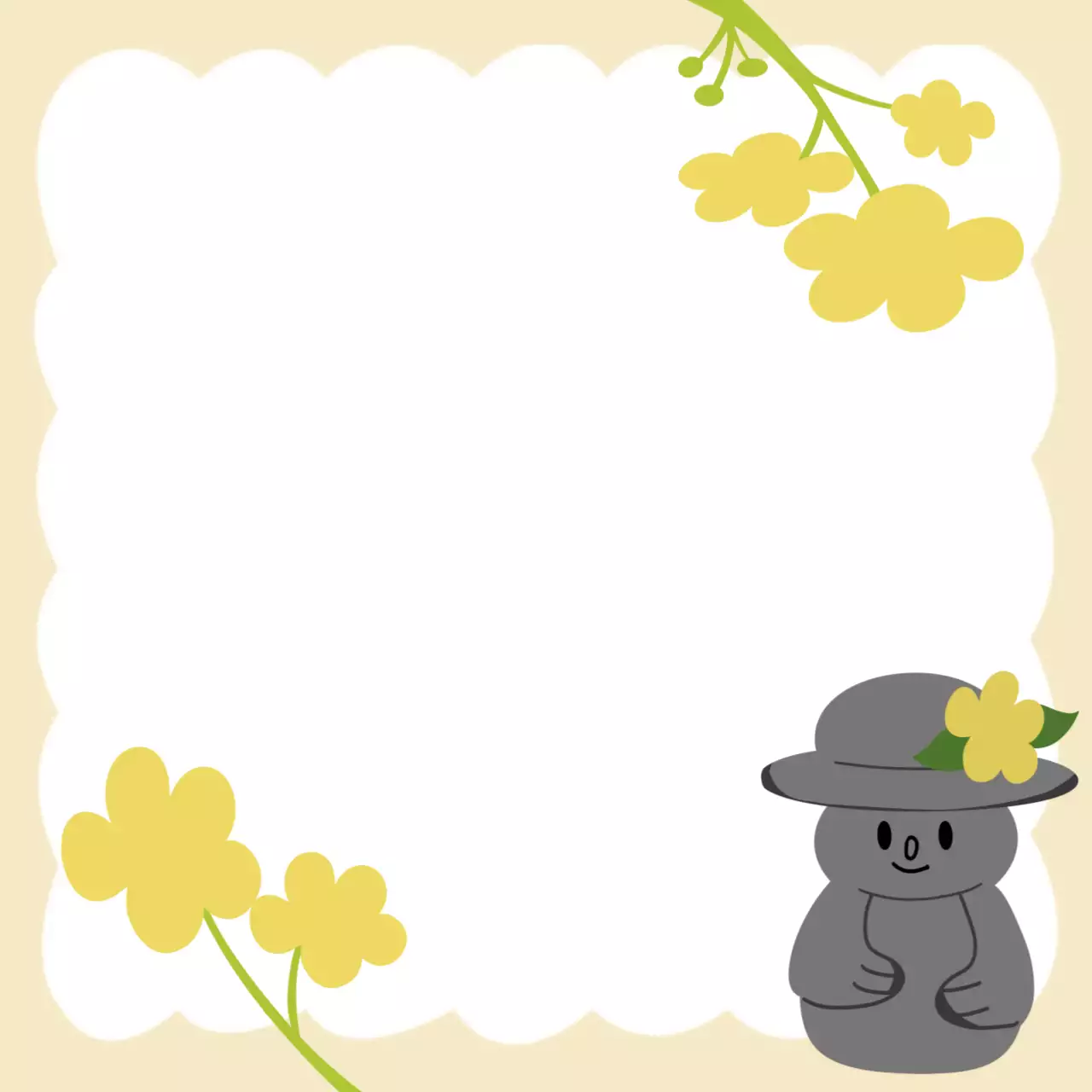 노란색 아기자기한 유채꽃 프레임