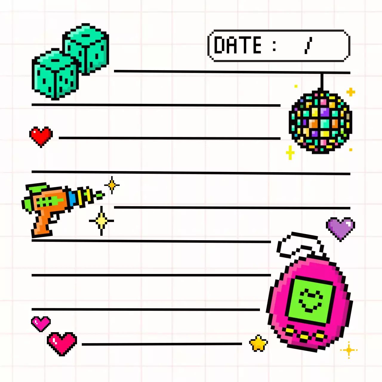 초록 레트로 만화 픽셀 다꾸