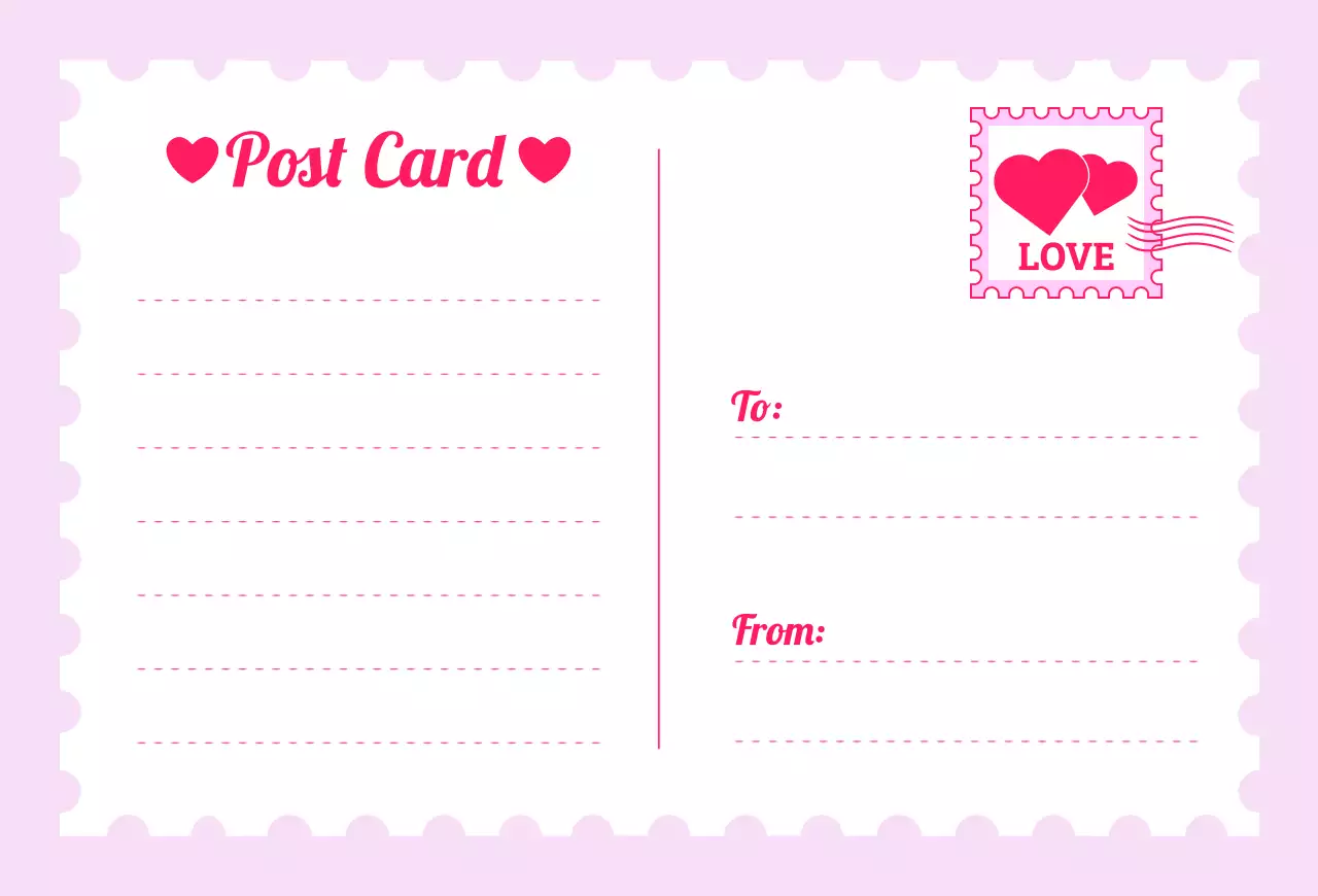 핑크 심플 하트 우표 편지지