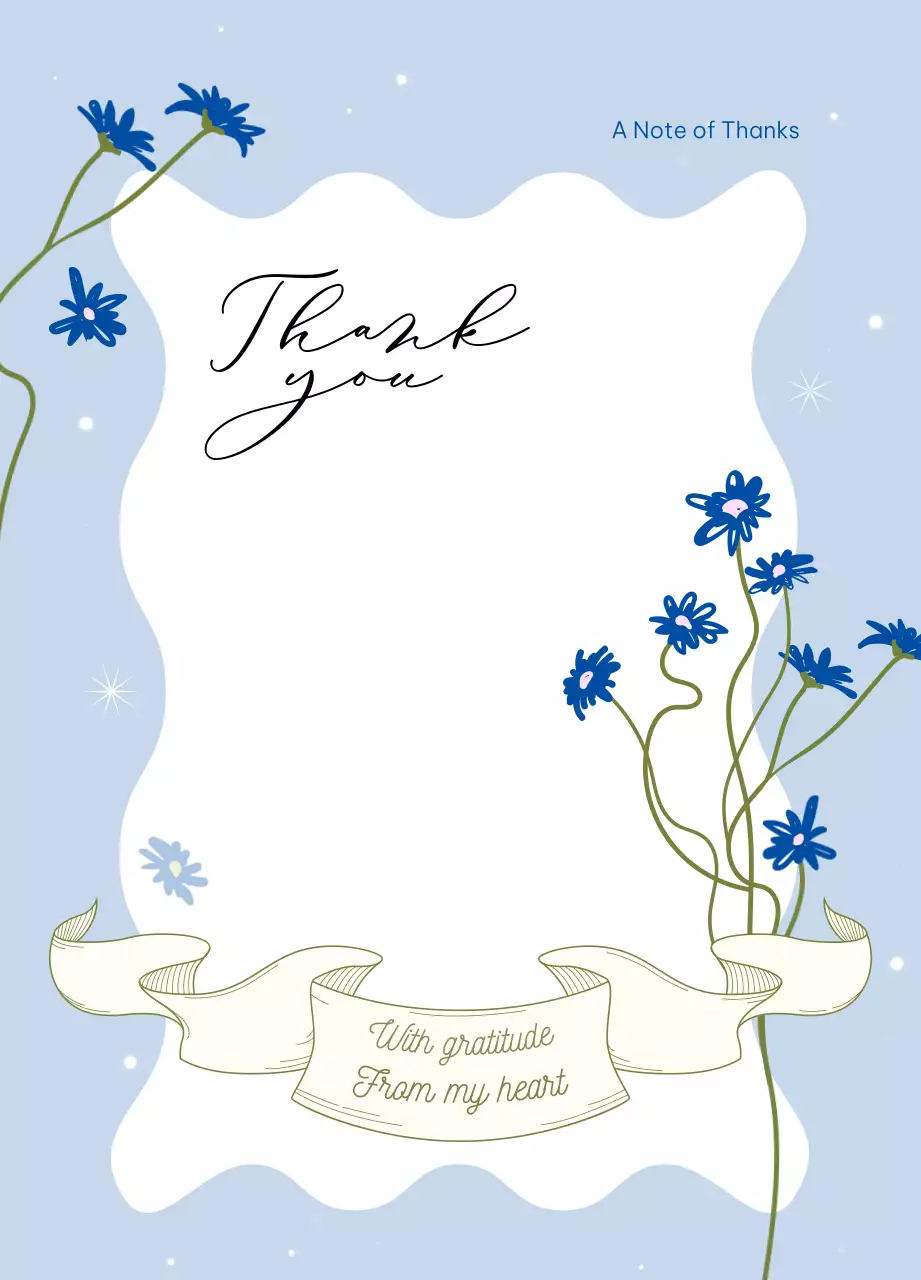 파랑 심플 감사 카드 편지