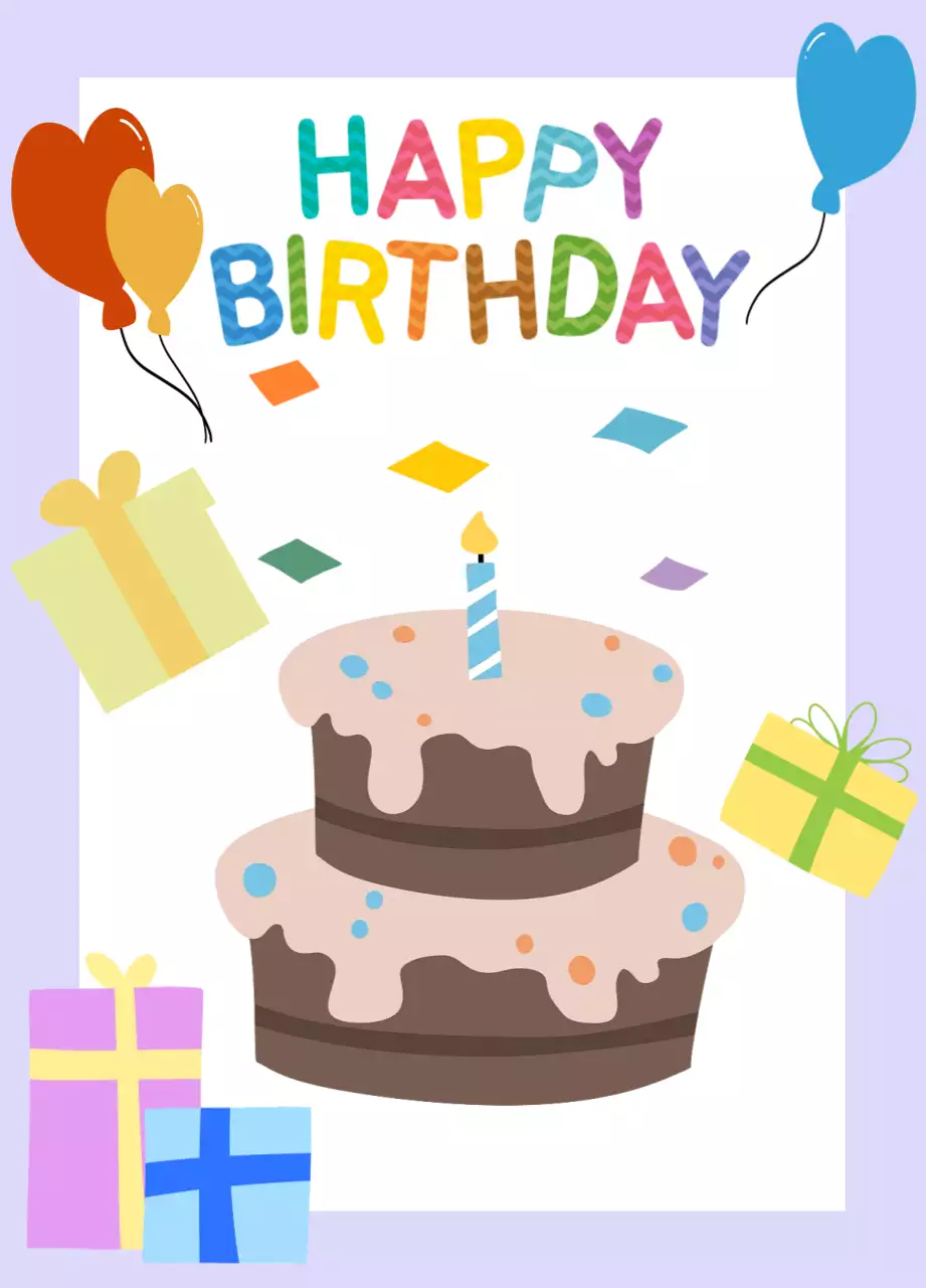 보라색 귀여운 아기자기한 생일 축하