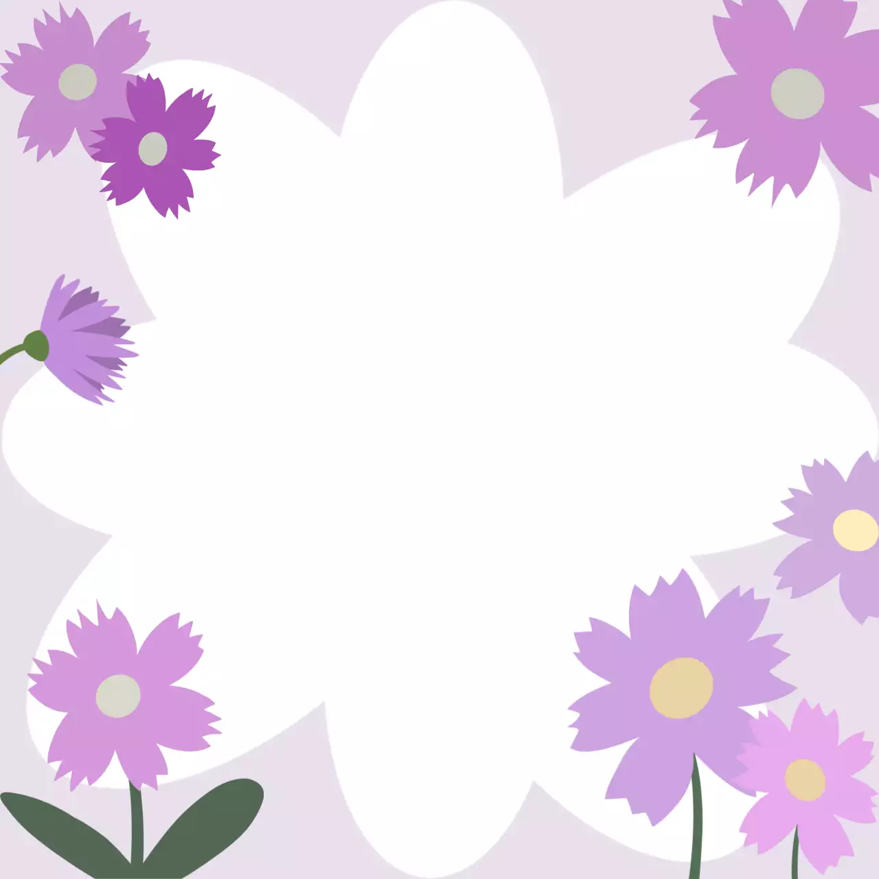 연보라 귀여운 플라워 프레임