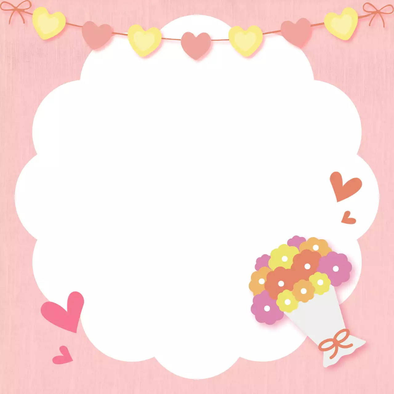 분홍 아기자기한 꽃다발 초대장