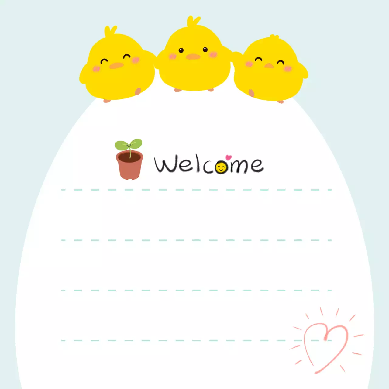 노랑 아기자기한 환영 편지