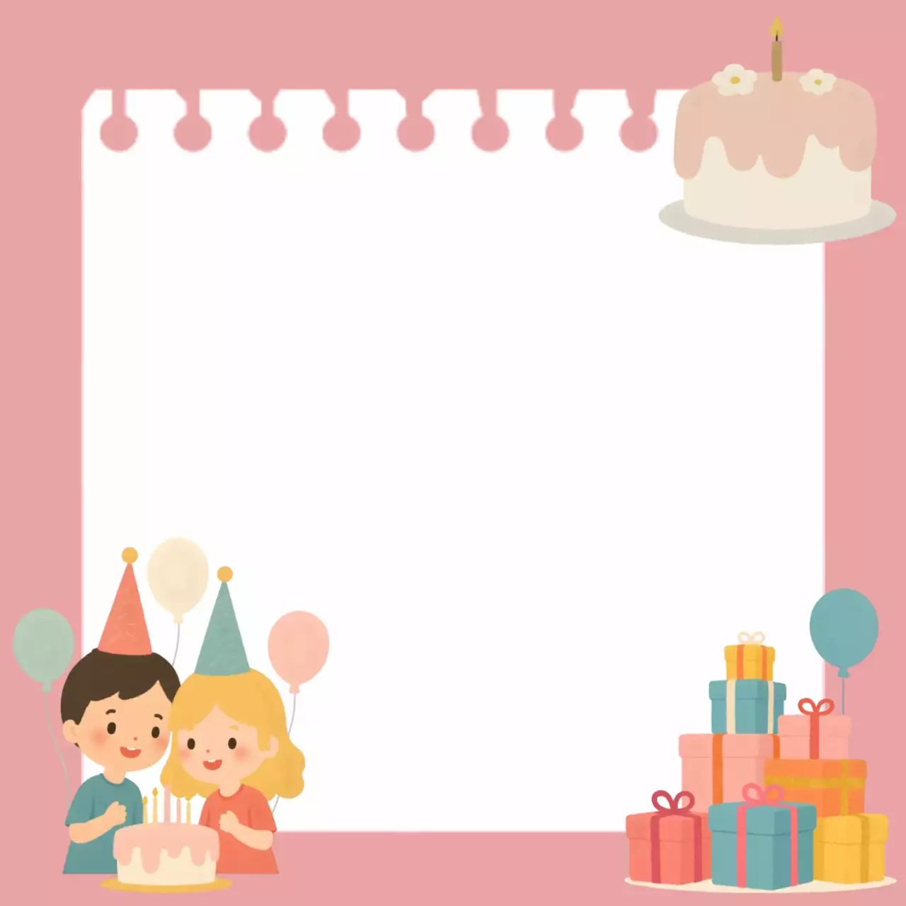 핑크색 귀여운 생일파티 기록지