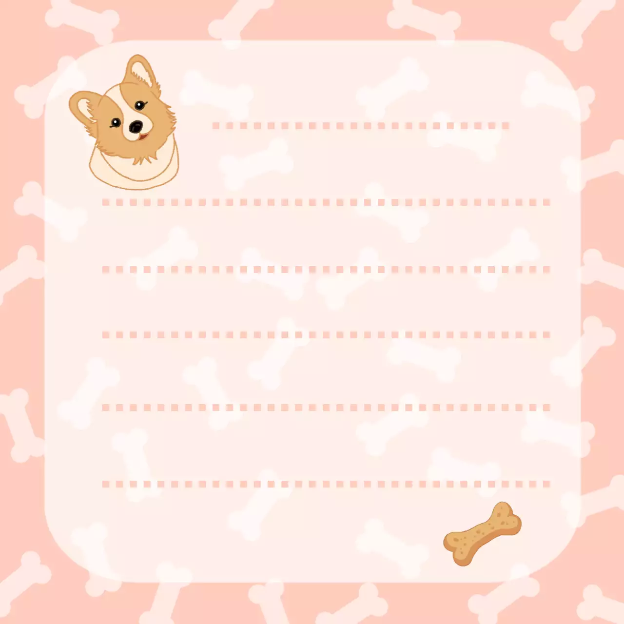 핑크 아기자기한 반려동물 편지