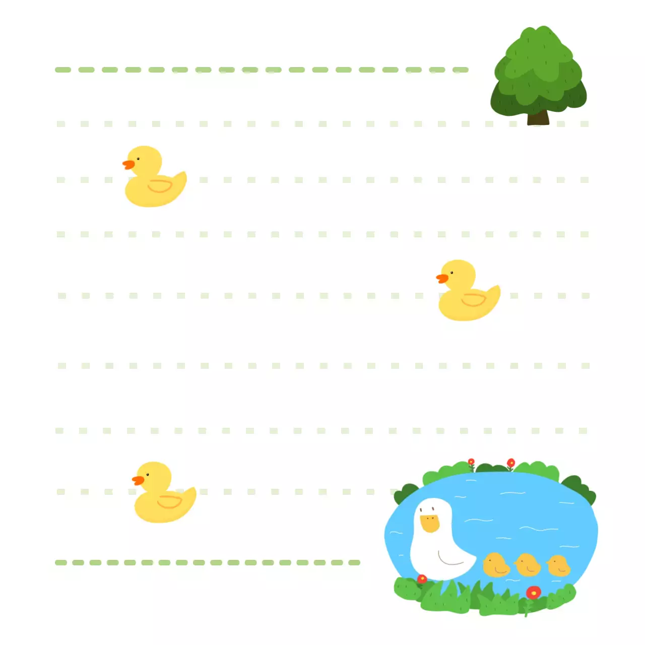 초록색 숲속 오리가족의 편지