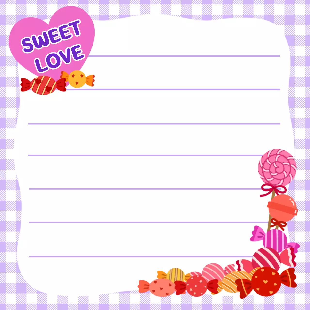 보라색 아기자기한 러브레터