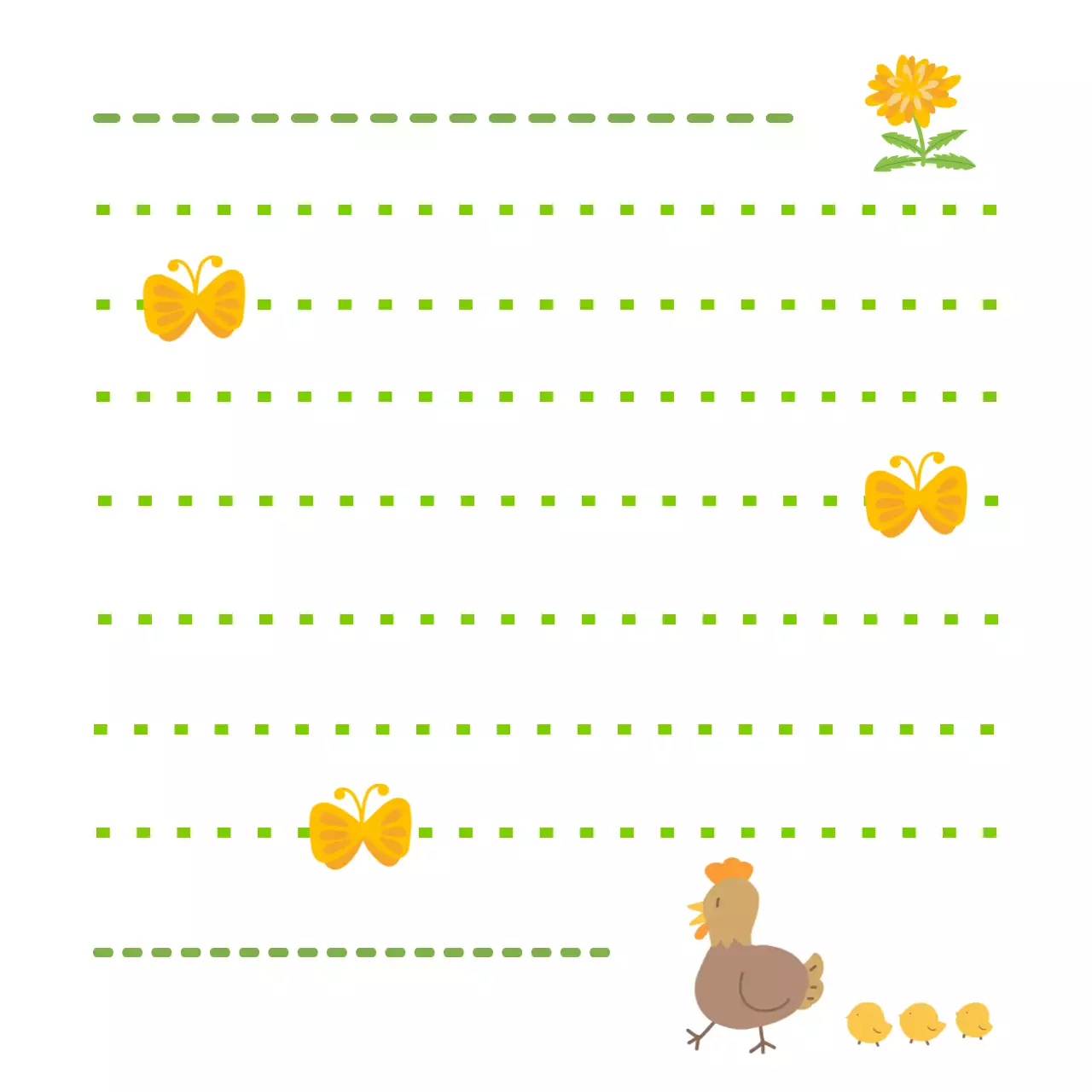 노란색과 초록색의 아기자기한 봄 편지