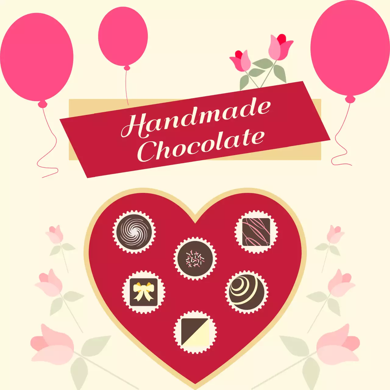 발렌타인데이 하트 상자 수제 초콜릿 일러스트 스티커