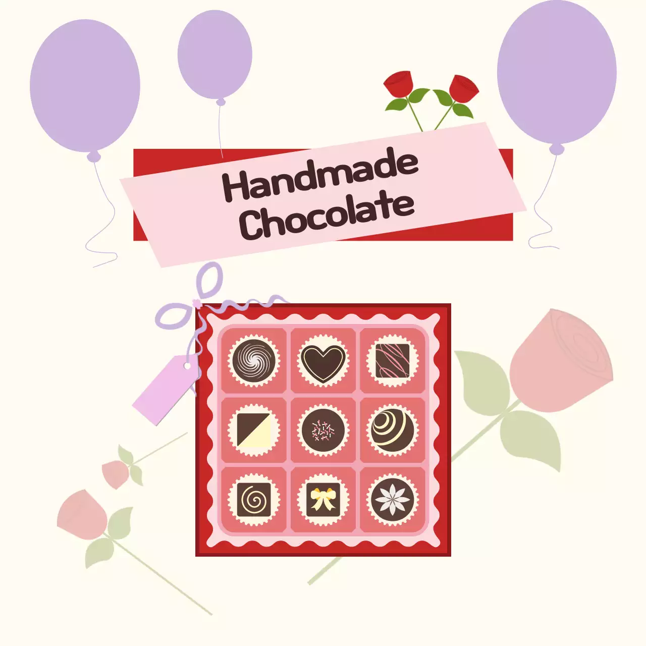 Valentine's Day Handmade Chocolate Gift Box Illustration